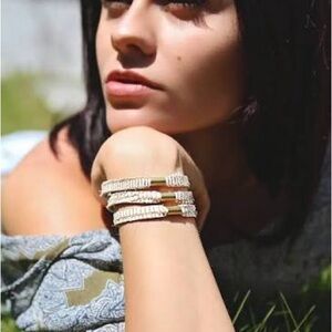 Elegant Gold and Clear Crystal Multi-Row Bracelet Women Jewelry Designer